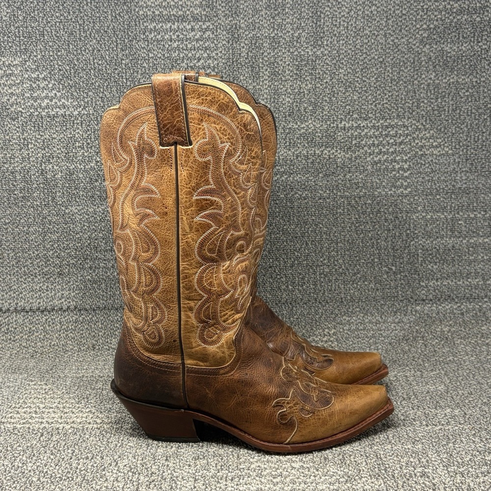 Justin Classic Wing Tip Moka Damiana L4337 Womens 10 B Leather Snip Toe Boots